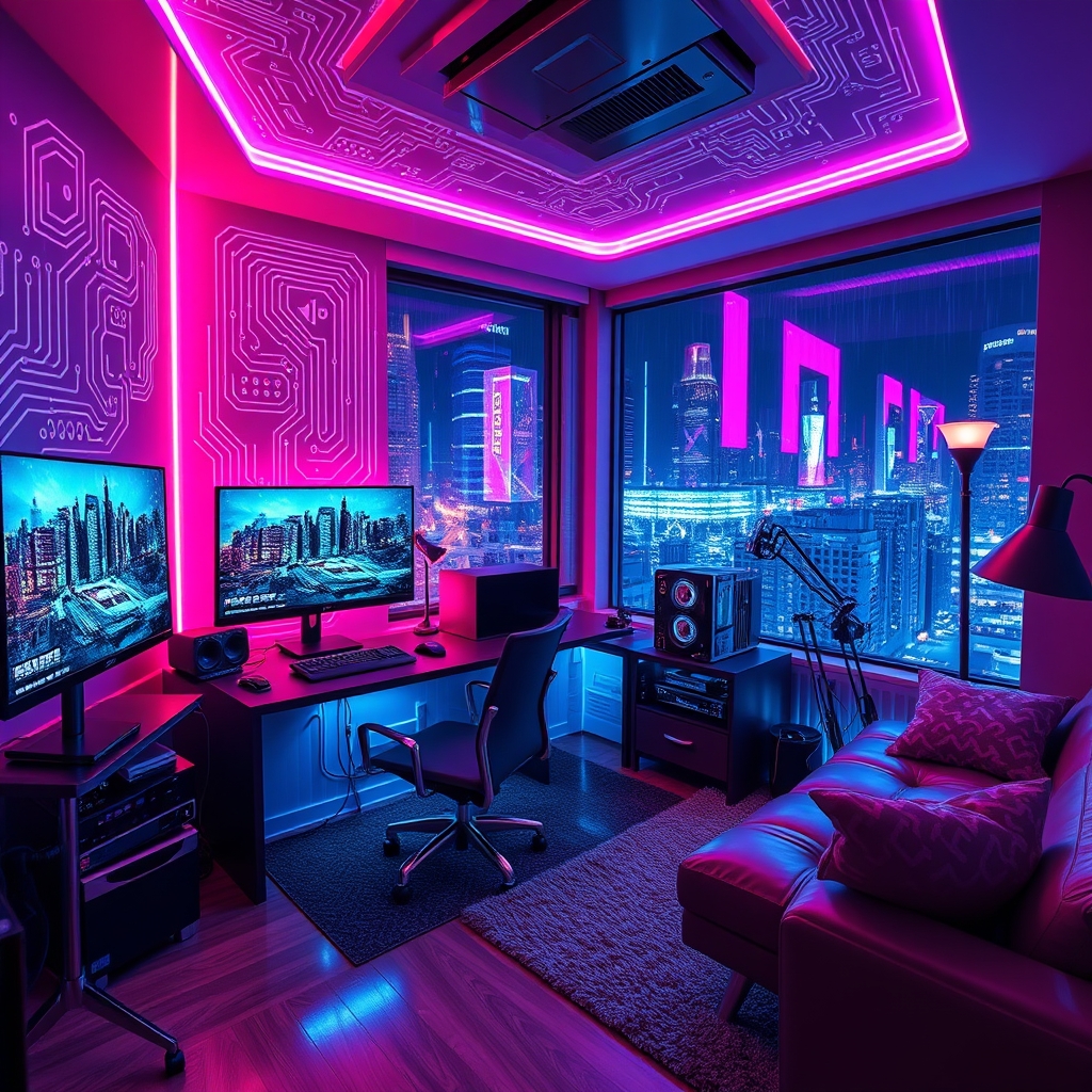 cyberpunk room setup - Illustration 1