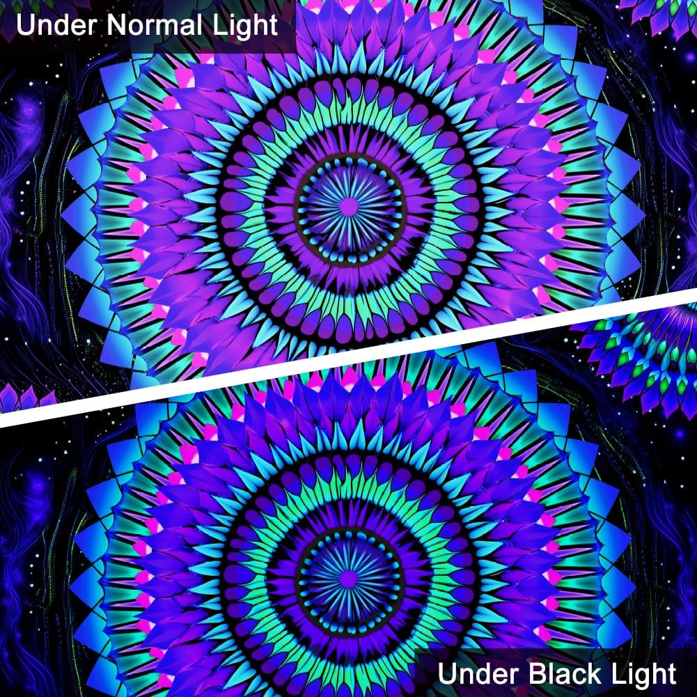 WEBEEDY Mandala Glow in The Dark Tapestry Black Light Bohemian Aesthetic Tapestry UV 1 tapis uv3 Trippo.space